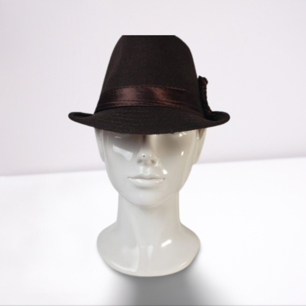 Wool Fedora Hat with Satin Floral Trim